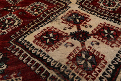 7x11 Ivory, Rust, Charcoal Color Hand Knotted Sirraj 100% Wool Traditional Oriental Rug