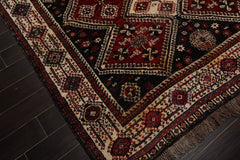 7x11 Ivory, Rust, Charcoal Color Hand Knotted Sirraj 100% Wool Traditional Oriental Rug