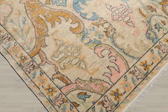 Multi Size Beige Blue Aqua Color Hand Knotted Oushak Wool Transitional Oriental Rug