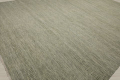 Multi Size Sage Ivory Color Hand Knotted Tibetan Wool & Bamboo Silk Contemporary Oriental Rug
