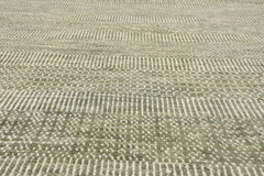 Multi Size Sage Ivory Color Hand Knotted Tibetan Wool & Bamboo Silk Contemporary Oriental Rug