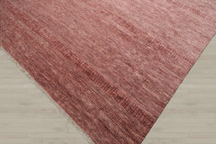Multi Size Raspberry Ivory Color Hand Knotted Tibetan Wool & Bamboo Silk Contemporary Oriental Rug