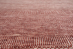 Multi Size Raspberry Ivory Color Hand Knotted Tibetan Wool & Bamboo Silk Contemporary Oriental Rug