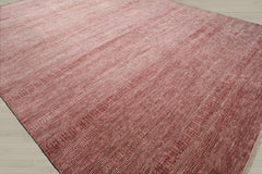 Multi Size Raspberry Ivory Color Hand Knotted Tibetan Wool & Bamboo Silk Contemporary Oriental Rug