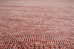 Multi Size Raspberry Ivory Color Hand Knotted Tibetan Wool & Bamboo Silk Contemporary Oriental Rug