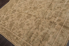 6x9 Tan, Moss, Color Hand Knotted Tibetan Wool & Silk Transitional Oriental Rug