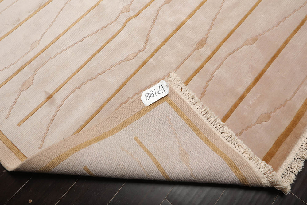 6x9 Beige, Tan, Pale Gold Color Hand Knotted 100% Wool Modern Oriental Rug