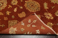 6x9 Burnt Orange, Gold, Aqua Color Hand Knotted 100% Wool Traditional Oriental Rug