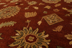 6x9 Burnt Orange, Gold, Aqua Color Hand Knotted 100% Wool Traditional Oriental Rug