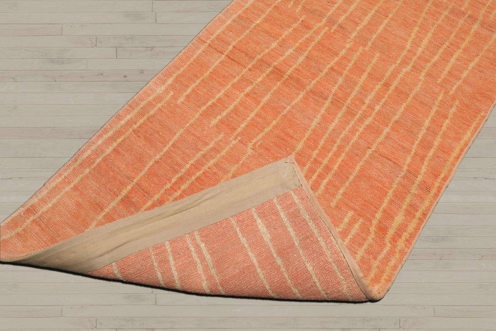 Multi Size Salmon Beige Color Hand Knotted Tibetan Wool Contemporary Oriental Rug