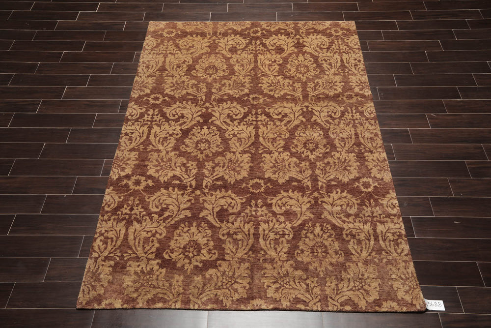 6x9 Brown, Beige, Tan Color Hand Knotted 100% Wool Transitional Oriental Rug