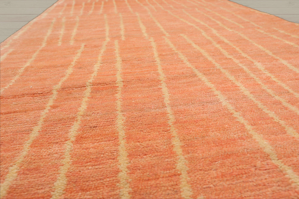 Multi Size Salmon Beige Color Hand Knotted Tibetan Wool Contemporary Oriental Rug