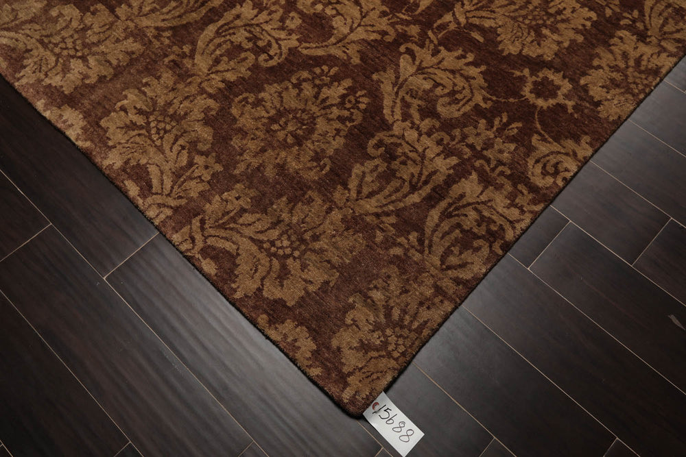 6x9 Brown, Beige, Tan Color Hand Knotted 100% Wool Transitional Oriental Rug