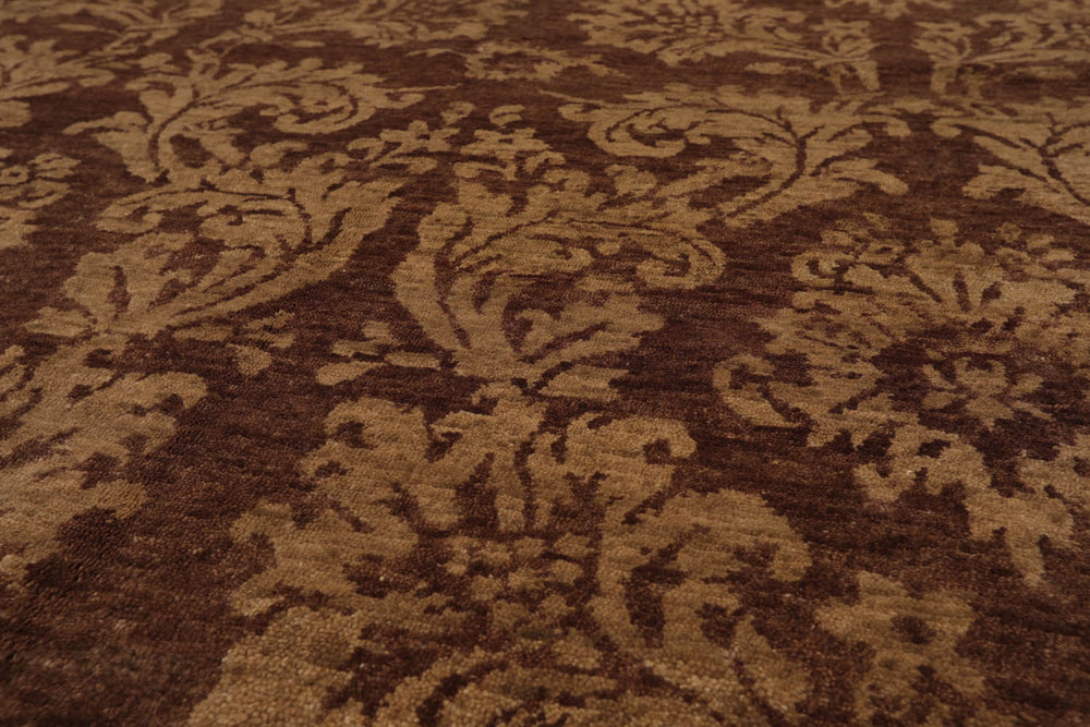 6x9 Brown, Beige, Tan Color Hand Knotted 100% Wool Transitional Oriental Rug