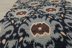 Multi Size Slate Blue Ivory Color Hand Knotted Tibetan Wool Contemporary Oriental Rug