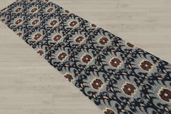 Multi Size Slate Blue Ivory Color Hand Knotted Tibetan Wool Contemporary Oriental Rug