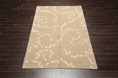 6x9 Gray, Beige, Color Hand Knotted Wool & Silk Transitional Oriental Rug