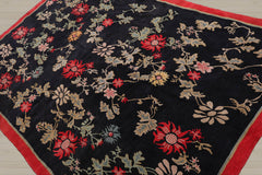 6x9 Midnight Blue, Coral, Beige Color Hand Knotted 100% Wool Traditional Oriental Rug