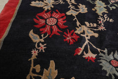 6x9 Midnight Blue, Coral, Beige Color Hand Knotted 100% Wool Traditional Oriental Rug