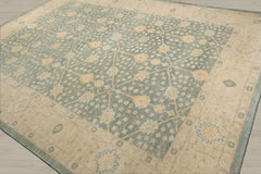 Multi Size Green Beige Caramel Color Hand Knotted Oushak Wool Antique Oriental Rug