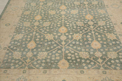 Multi Size Green Beige Caramel Color Hand Knotted Oushak Wool Antique Oriental Rug