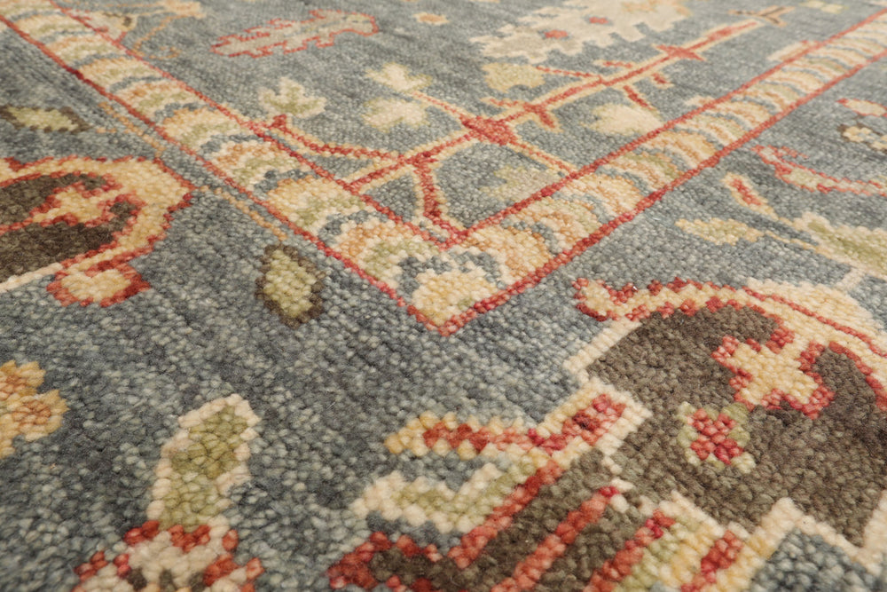 Multi Size Slate Beige Lime Color Hand Knotted Oushak Wool Traditional Oriental Rug