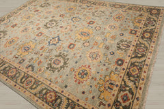 Multi Size Mint Green Beige Color Hand Knotted Oushak Wool Traditional Oriental Rug