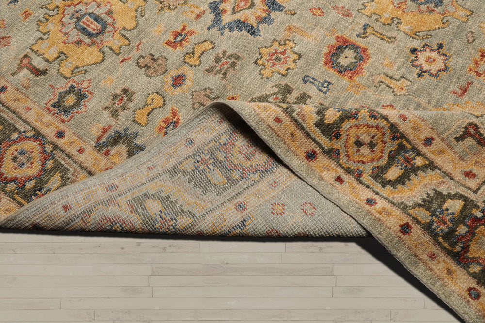 Multi Size Mint Green Beige Color Hand Knotted Oushak Wool Traditional Oriental Rug