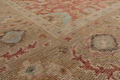Multi Size Rust Moss Beige Color Hand Knotted Oushak Wool Traditional Oriental Rug