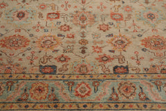 Multi Size Beige Turquoise Gold Color Hand Knotted Oushak Wool Traditional Oriental Rug