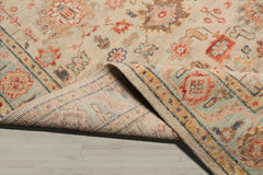 Multi Size Beige Turquoise Gold Color Hand Knotted Oushak Wool Traditional Oriental Rug