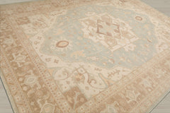 Multi Size Sage Beige Tan Color Hand Knotted Heriz Wool Traditional Oriental Rug