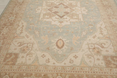 Multi Size Sage Beige Tan Color Hand Knotted Heriz Wool Traditional Oriental Rug