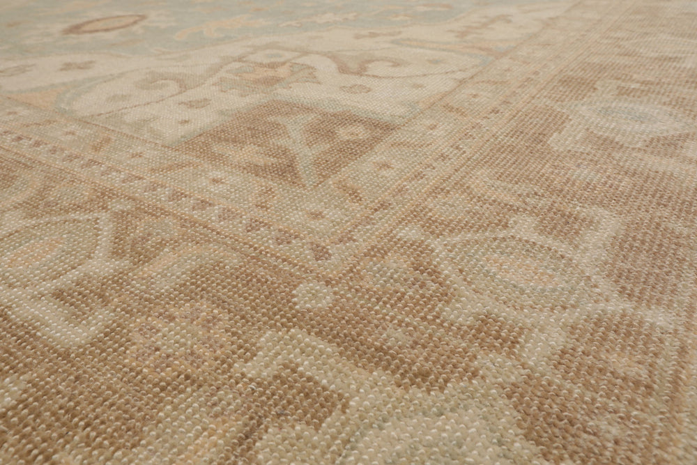 Multi Size Sage Beige Tan Color Hand Knotted Heriz Wool Traditional Oriental Rug