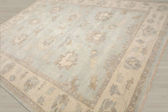 Multi Size Mint Ivory Brown Color Hand Knotted Oushak Wool Traditional Oriental Rug