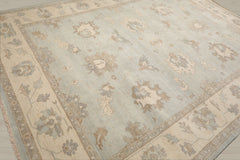 Multi Size Mint Ivory Brown Color Hand Knotted Oushak Wool Traditional Oriental Rug