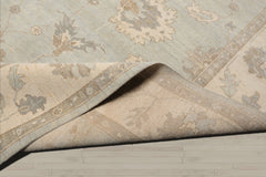 Multi Size Mint Ivory Brown Color Hand Knotted Oushak Wool Traditional Oriental Rug