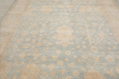 Multi Size Light Blue Beige Tan Color Hand Knotted Oushak Wool Traditional Oriental Rug