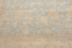 Multi Size Light Blue Beige Tan Color Hand Knotted Oushak Wool Traditional Oriental Rug