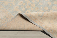 Multi Size Light Blue Beige Tan Color Hand Knotted Oushak Wool Traditional Oriental Rug