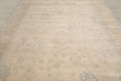 Multi Size Beige Tan Aqua Color Hand Knotted Oushak Wool Traditional Oriental Rug