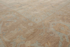 Multi Size Beige Tan Aqua Color Hand Knotted Oushak Wool Traditional Oriental Rug
