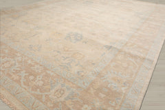 Multi Size Beige Tan Aqua Color Hand Knotted Oushak Wool Traditional Oriental Rug