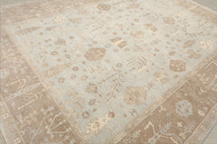Multi Size Sage Taupe Ivory Color Hand Knotted Oushak Wool Traditional Oriental Rug