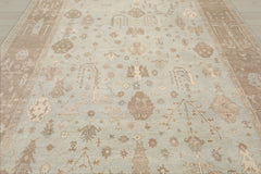 Multi Size Sage Taupe Ivory Color Hand Knotted Oushak Wool Traditional Oriental Rug