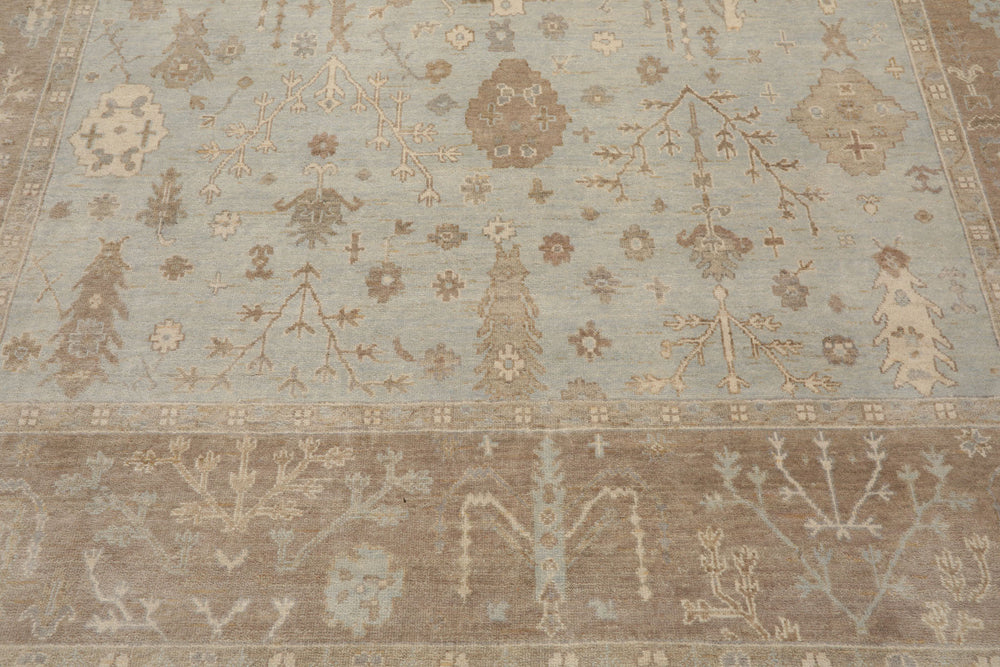 Multi Size Sage Taupe Ivory Color Hand Knotted Oushak Wool Traditional Oriental Rug