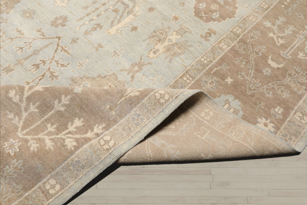 Multi Size Sage Taupe Ivory Color Hand Knotted Oushak Wool Traditional Oriental Rug