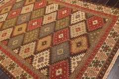 6x9 Beige, Rust, Sage Color Hand Knotted 100% Wool Traditional Oriental Rug