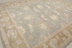 Multi Size Gray Pistachio Ivory Color Hand Knotted Oushak Wool Traditional Oriental Rug