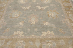 Multi Size Gray Pistachio Ivory Color Hand Knotted Oushak Wool Traditional Oriental Rug